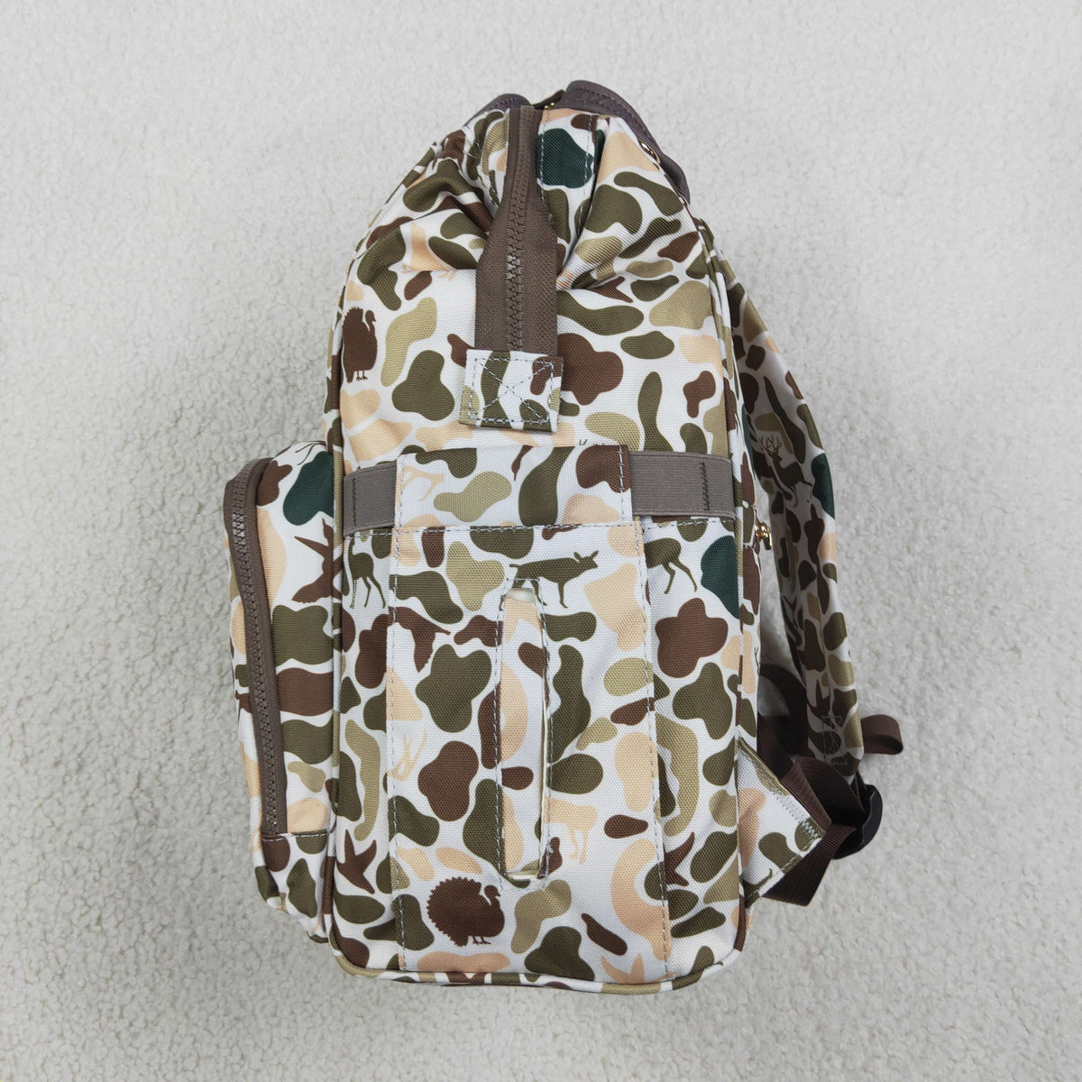 NEW RTS NO MOQ Bag BA0407 Kids Dogs Ducks Deer Turkey Camo Zipper Mommy Diaper Backpacks Bags