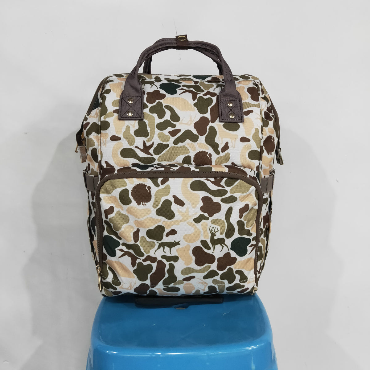 NEW RTS NO MOQ Bag BA0407 Kids Dogs Ducks Deer Turkey Camo Zipper Mommy Diaper Backpacks Bags
