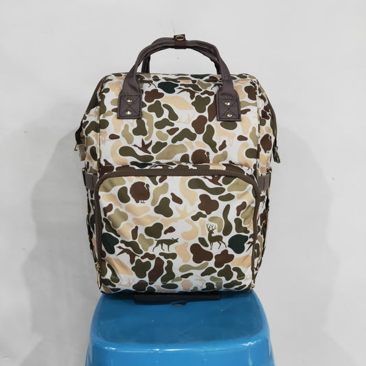 NEW RTS NO MOQ Bag BA0407 Kids Dogs Ducks Deer Turkey Camo Zipper Mommy Diaper Backpacks Bags