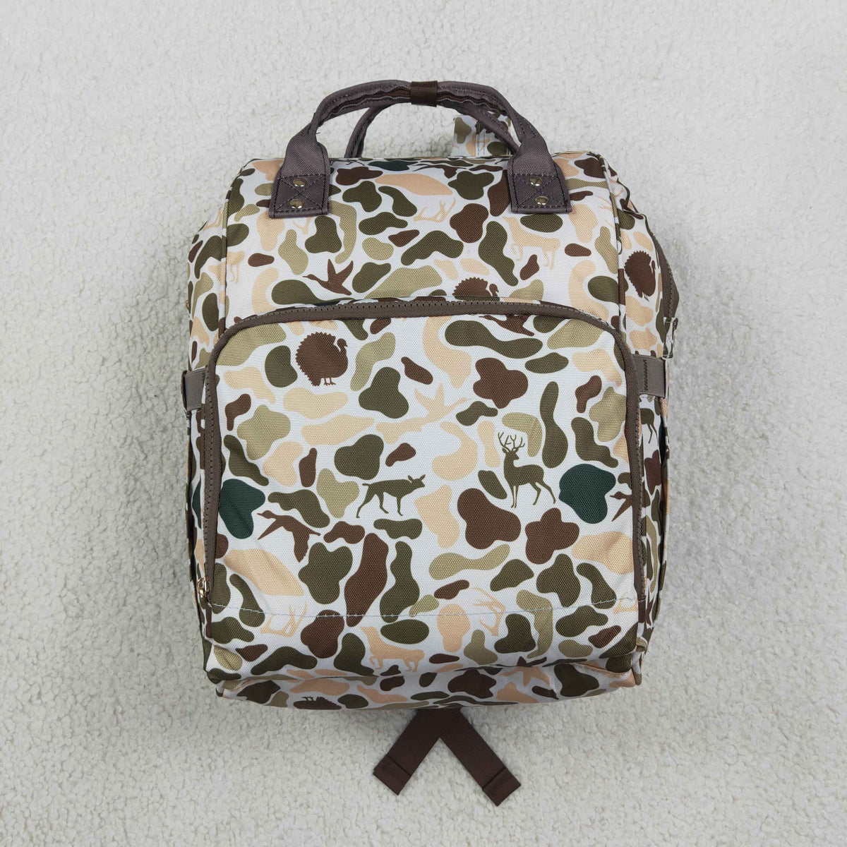 NEW RTS NO MOQ Bag BA0407 Kids Dogs Ducks Deer Turkey Camo Zipper Mommy Diaper Backpacks Bags