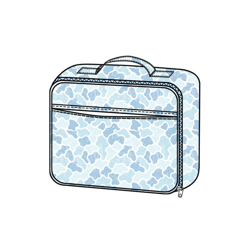 (Preorder new) No moq Baby Kids Blue Camo Print Backpack Duffle Bag Insulated Lunch Box