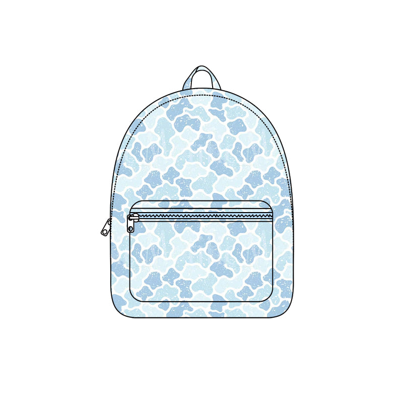 (Preorder new) No moq Baby Kids Blue Camo Print Backpack Duffle Bag Insulated Lunch Box