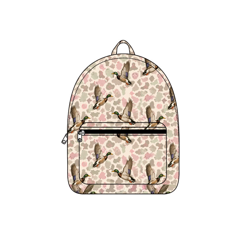(Preorder new) No moq Baby Kids Pink Camo Duck Print Kids Backpack Lunch Box Duffle Bag Pajama Romper Minky Blanket Set