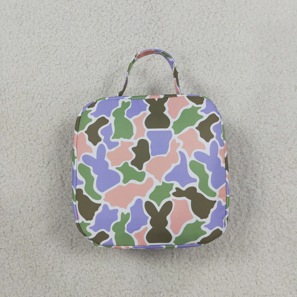 NEW RTS NO MOQ Bag BA0463 Baby Kids Rabbits Camo Easter Zipper School Lunch Boxes