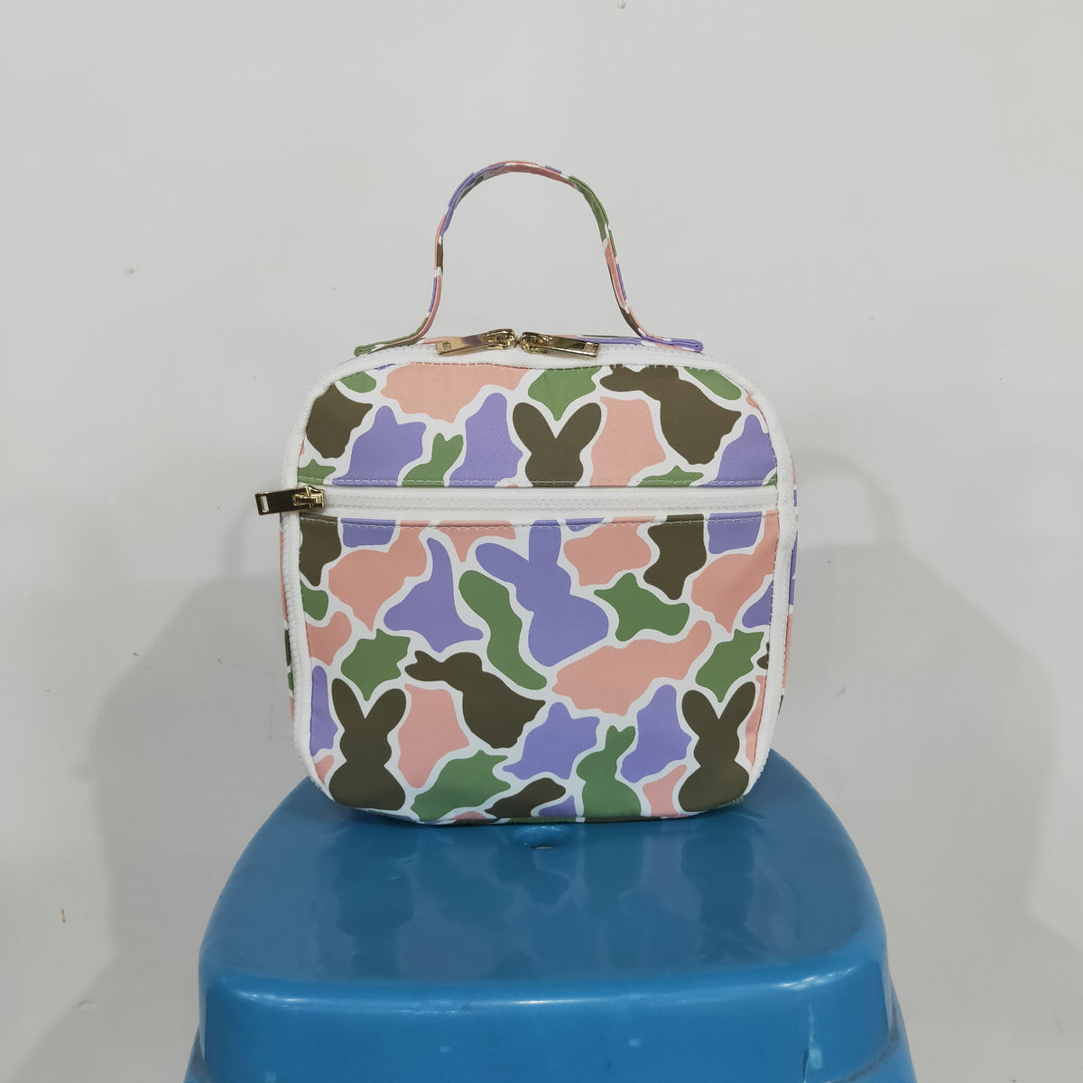 NEW RTS NO MOQ Bag BA0463 Baby Kids Rabbits Camo Easter Zipper School Lunch Boxes