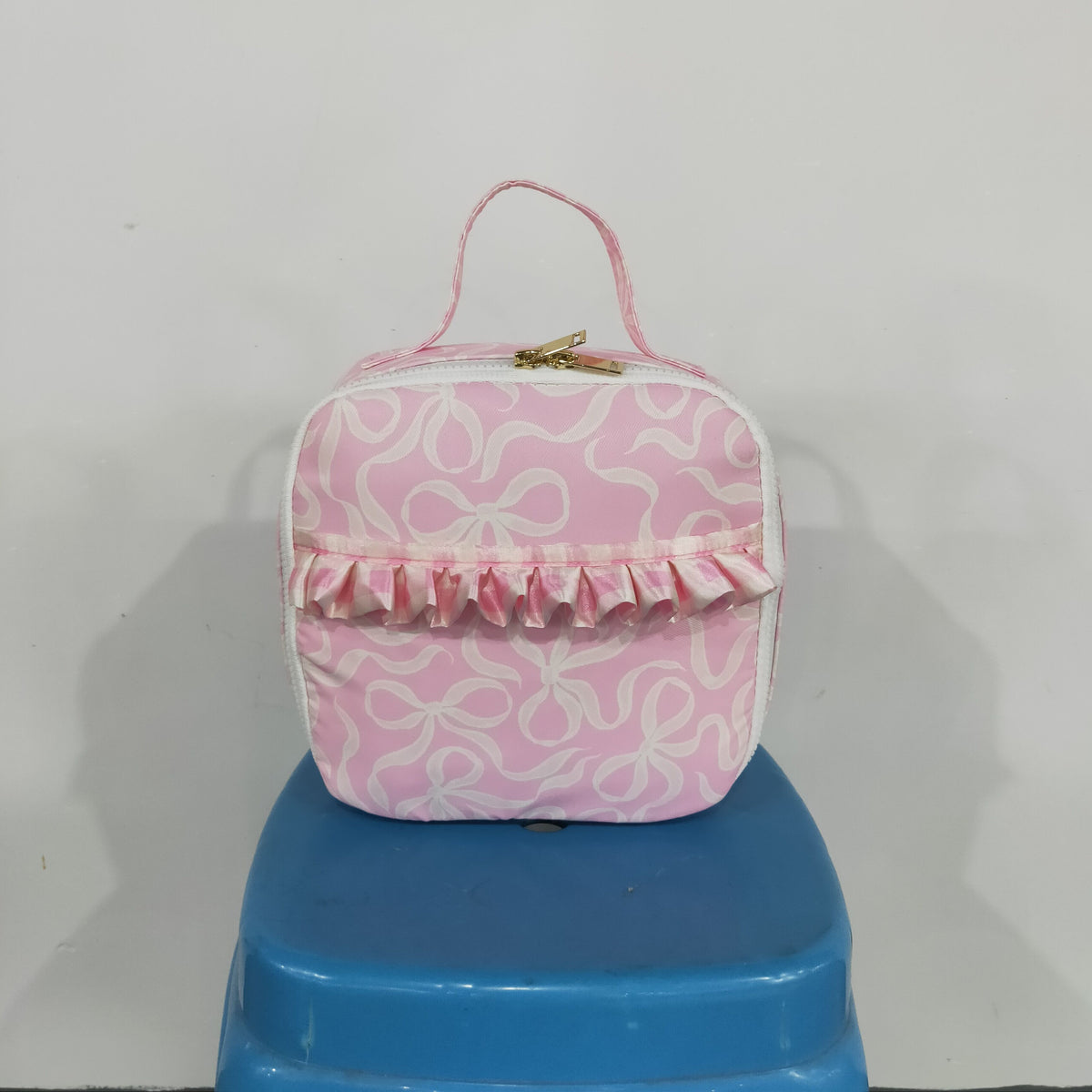 NEW RTS NO MOQ Bag BA0464 Baby Kids Pink Bows Zipper School Lunch Boxes