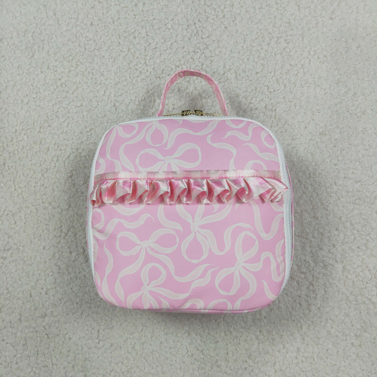 NEW RTS NO MOQ Bag BA0464 Baby Kids Pink Bows Zipper School Lunch Boxes