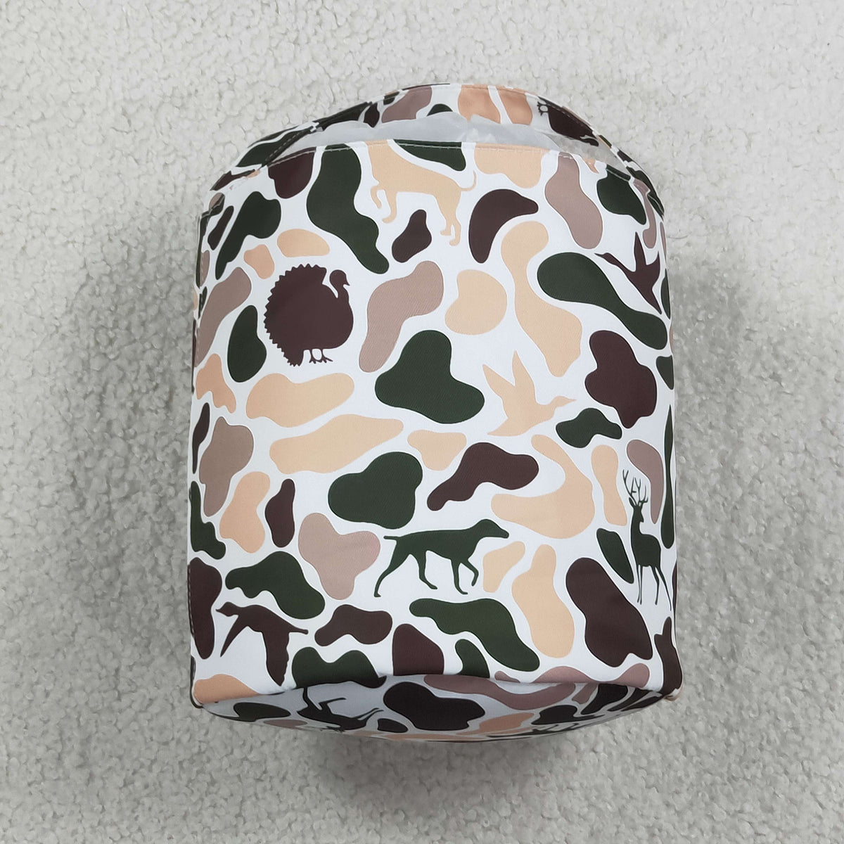 NEW RTS NO MOQ Bag BA0466 Embroidery Rabbits Baby Kids Khaki Brown Camo Easter Gift Bucket Baskets Bags