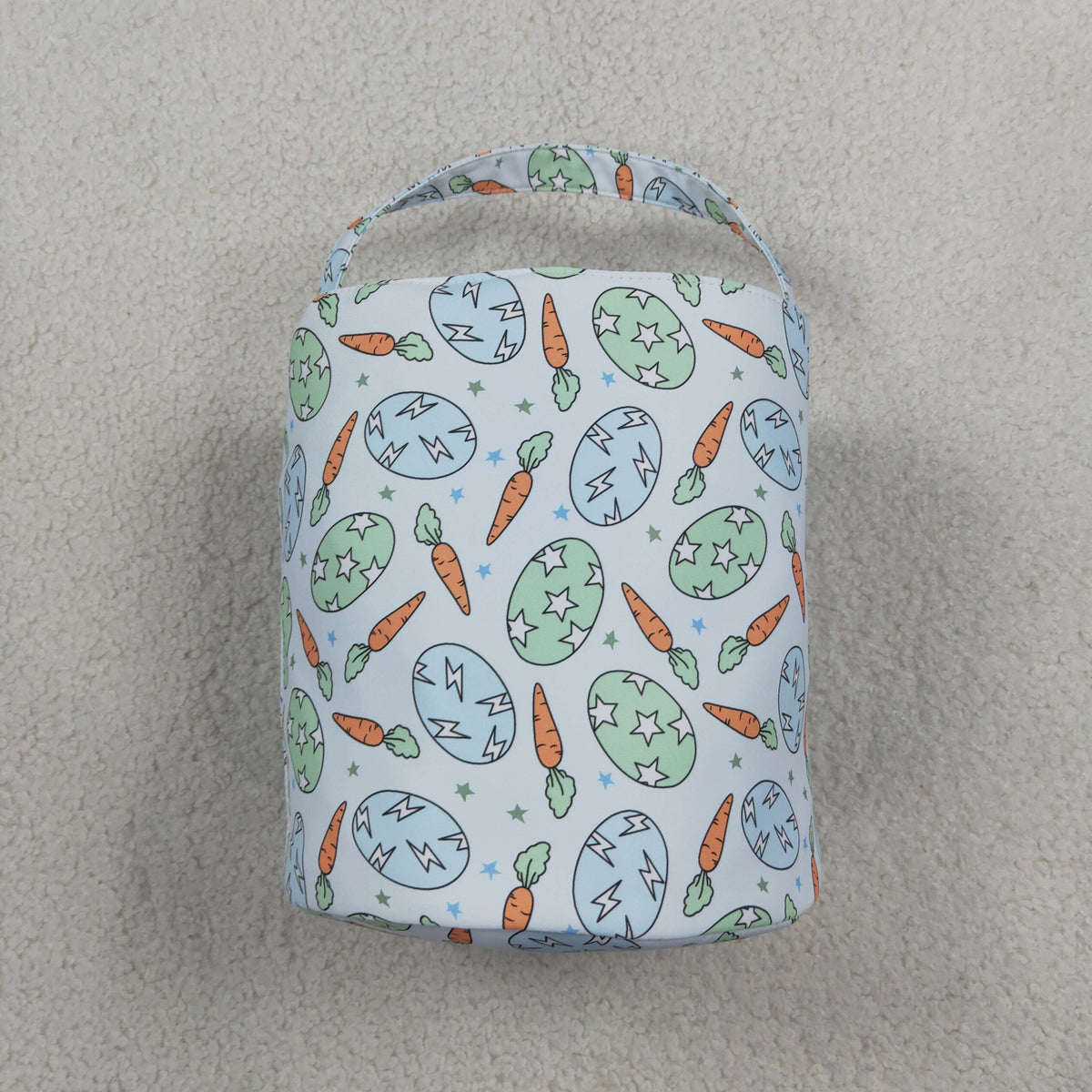 NEW RTS NO MOQ Bag BA0468 Embroidery Rabbits Baby Kids Rabbits Carrots Eggs Easter Bucket Baskets Bags