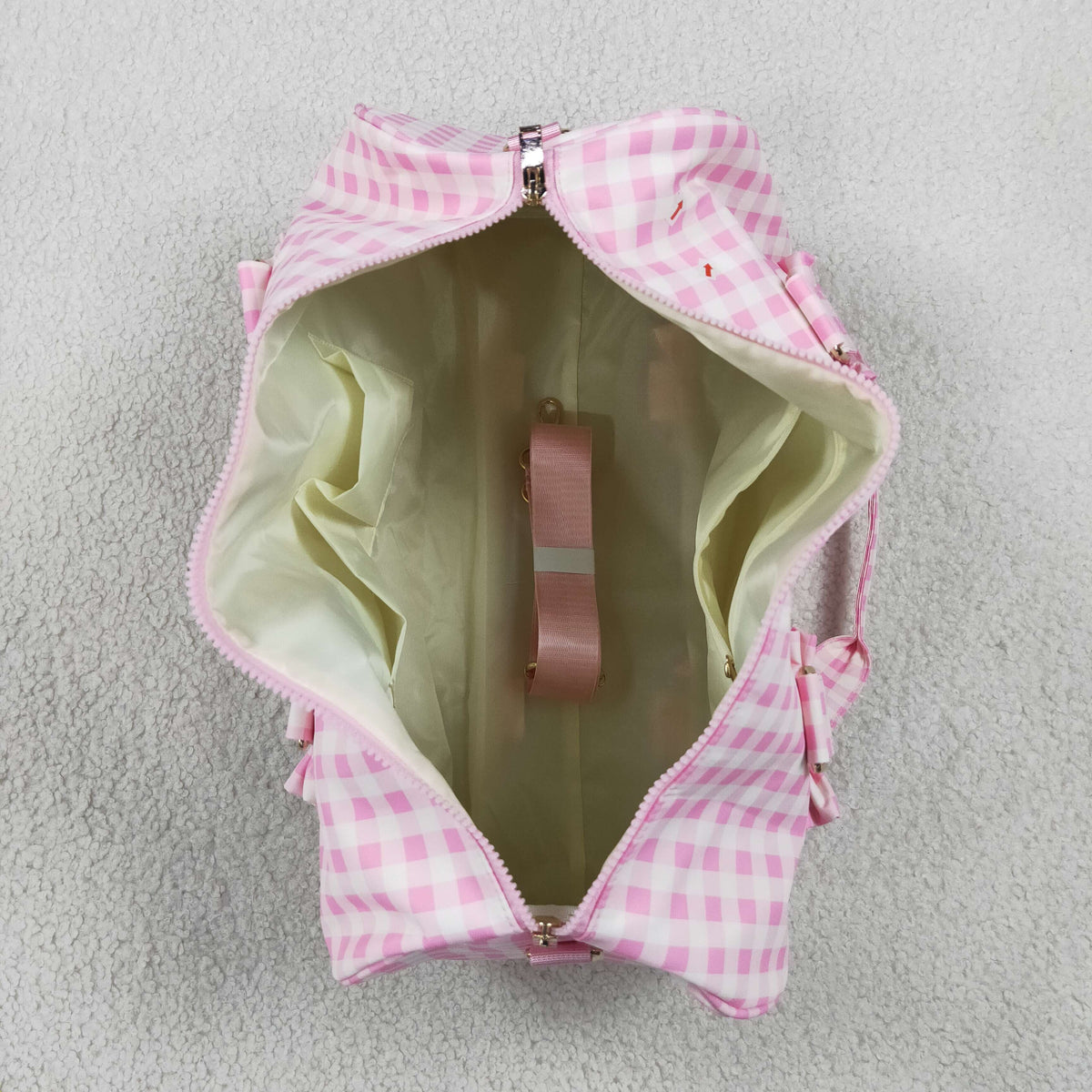 NEW RTS NO MOQ Bags BA0469 Adult Women Pink Plaid Print Zipper Gym Bags