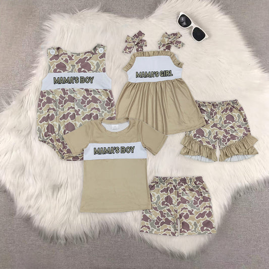 RTS Boys and girls Embroidered Short Sleeve Shorts sets dress rompers