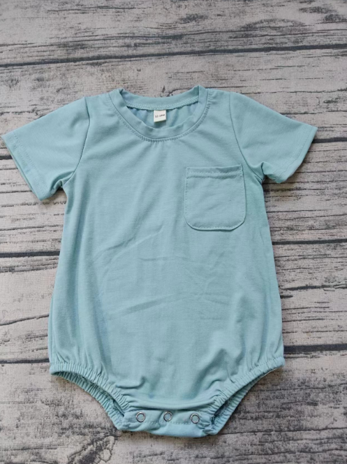 Solid Teal Girls Pocket Romper