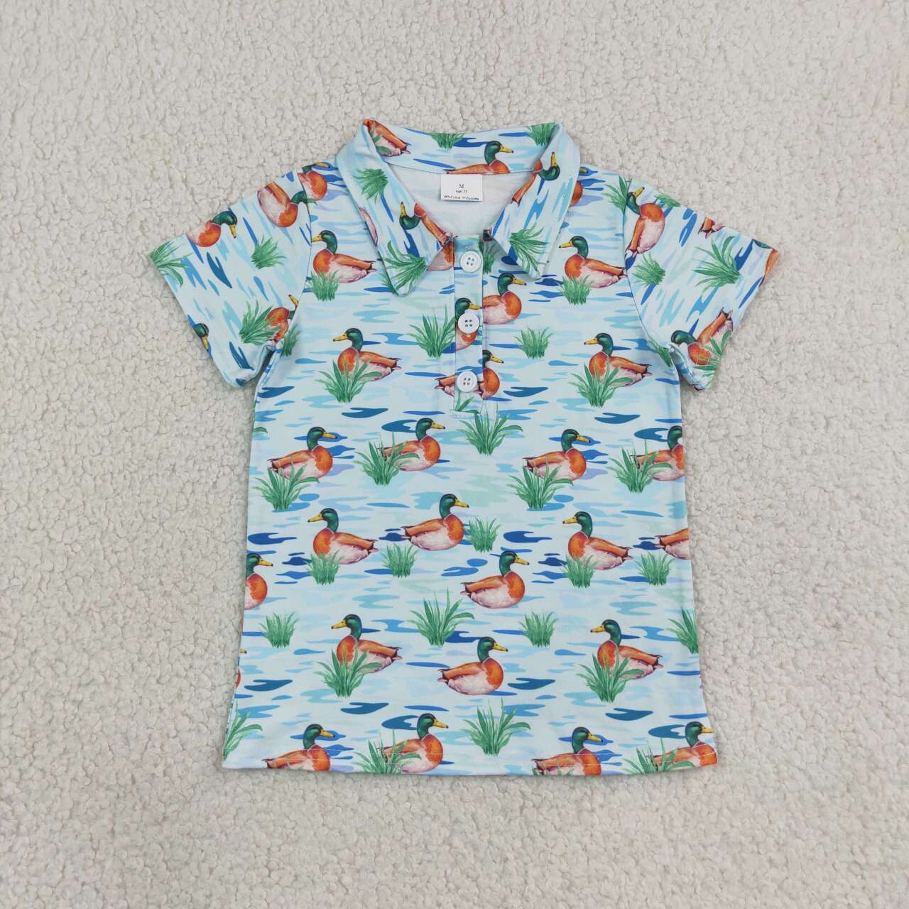 NEW RTS NO MOQ milk silk BT1381 Polos For Kids Boys Short Sleeve Ducks Button Polo Shirts Top
