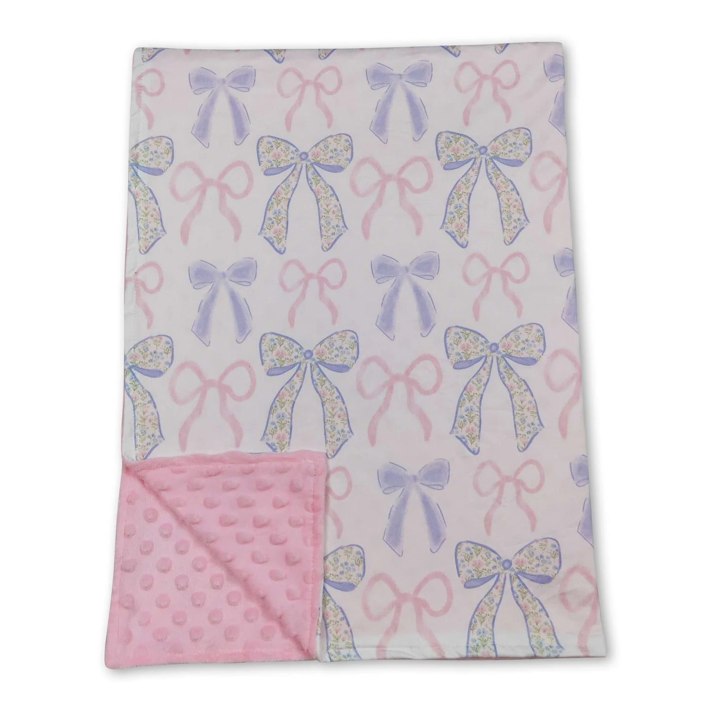 RTS NO MOQ Sibling milk silk Baby Girls Cute Colorful Bow Print Blankets