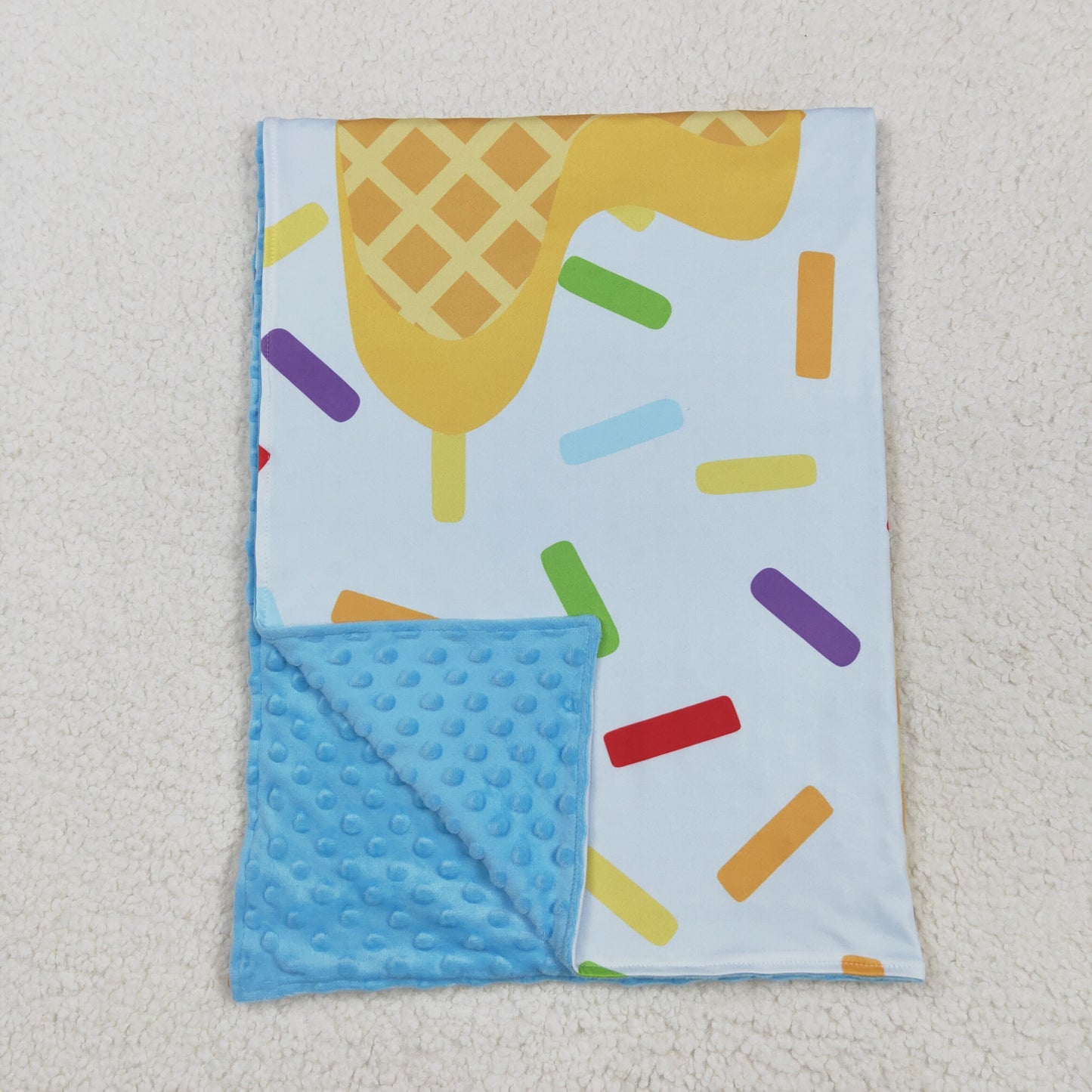 RTSNO MOQ BL0200 Waffle Ice Cream Blue Baby Blanket