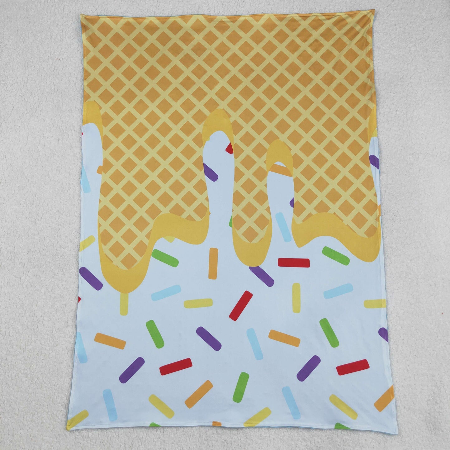 RTSNO MOQ BL0200 Waffle Ice Cream Blue Baby Blanket