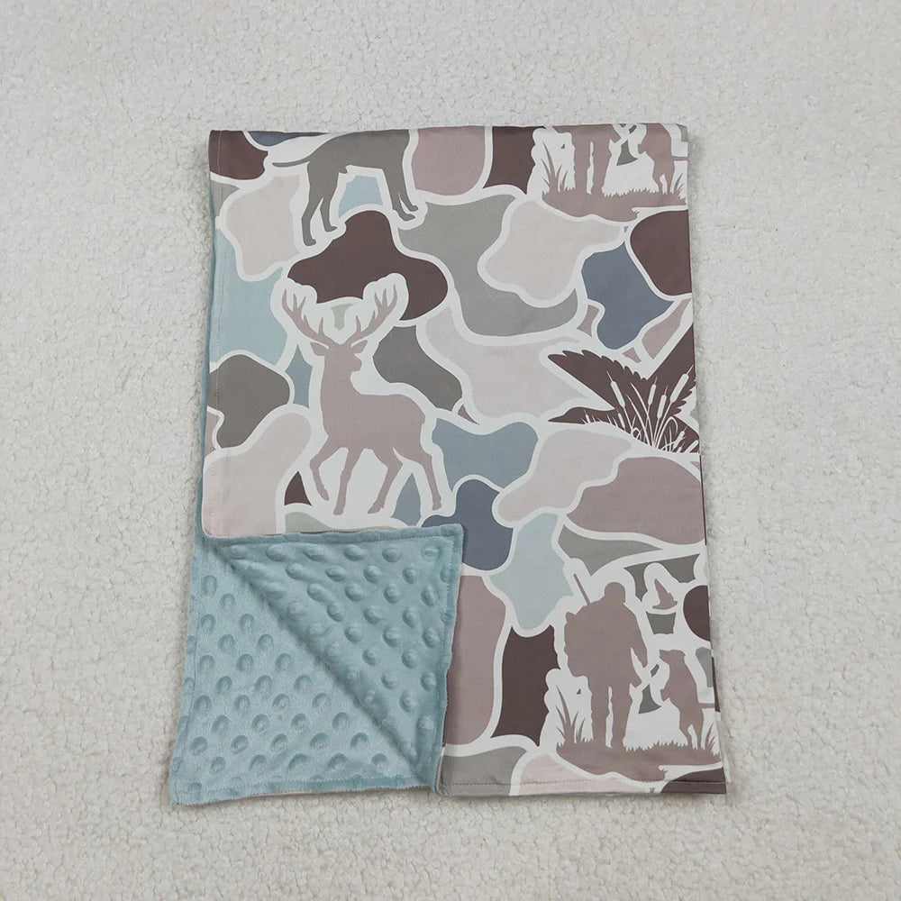 Best Sell RTS Baby Kids Camo Western Hunting Blankets Gray Deer Ducks Pattern Soft Plush Blanket for Children