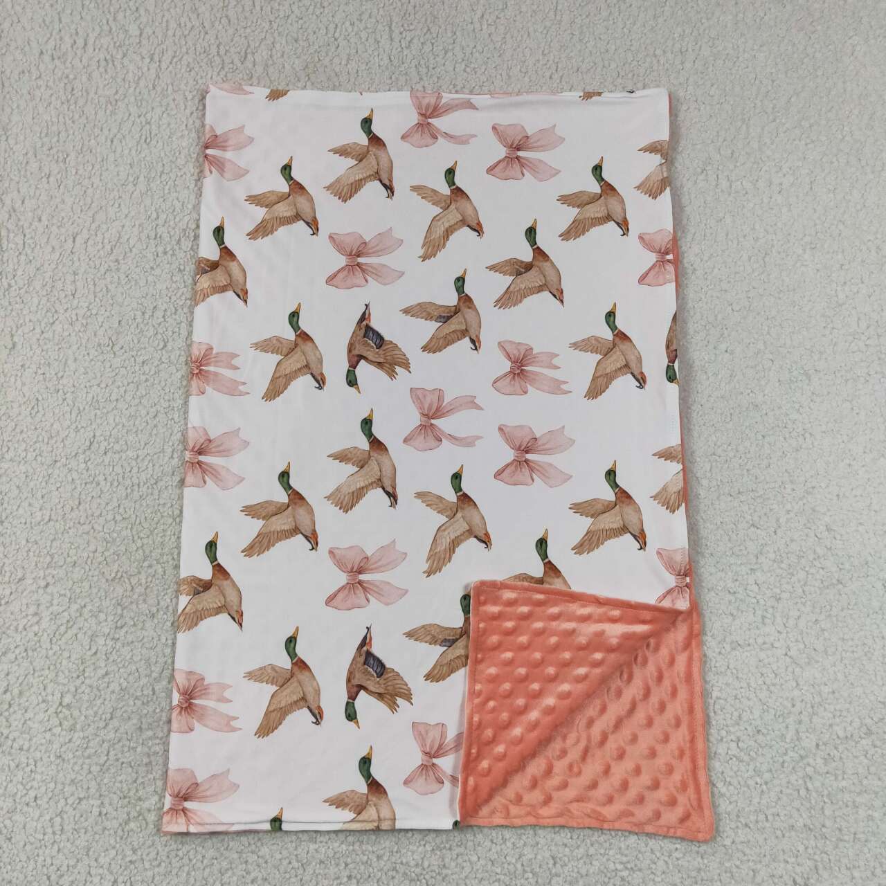 RTS NO MOQ milk silk BL0248 Baby Cute Pink Bows And Ducks Print Blankets