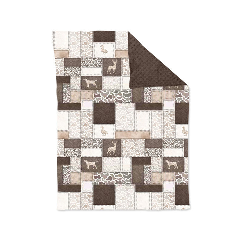 (Preorder new) No moq Baby Boys Camouflage Hunting Animal Two Way Zipper Convertible Rompers Camo Checked Blankets