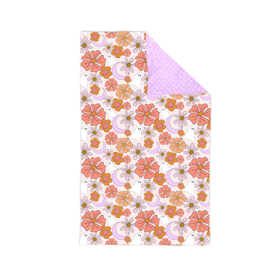 (Preorder new) No moq BL0251 Baby Girls Flowers Ghosts Halloween Print Warm Blankets