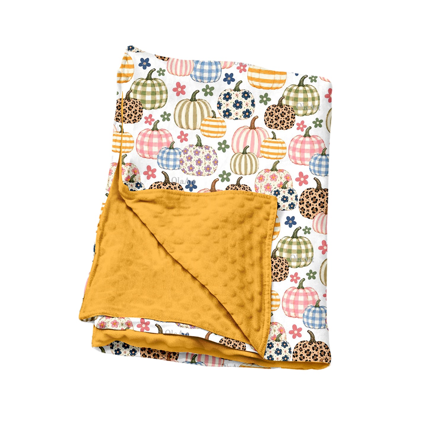 (Preorder new) No moq BL0252 Baby Girls Flowers And Pumpkins Print Blankets
