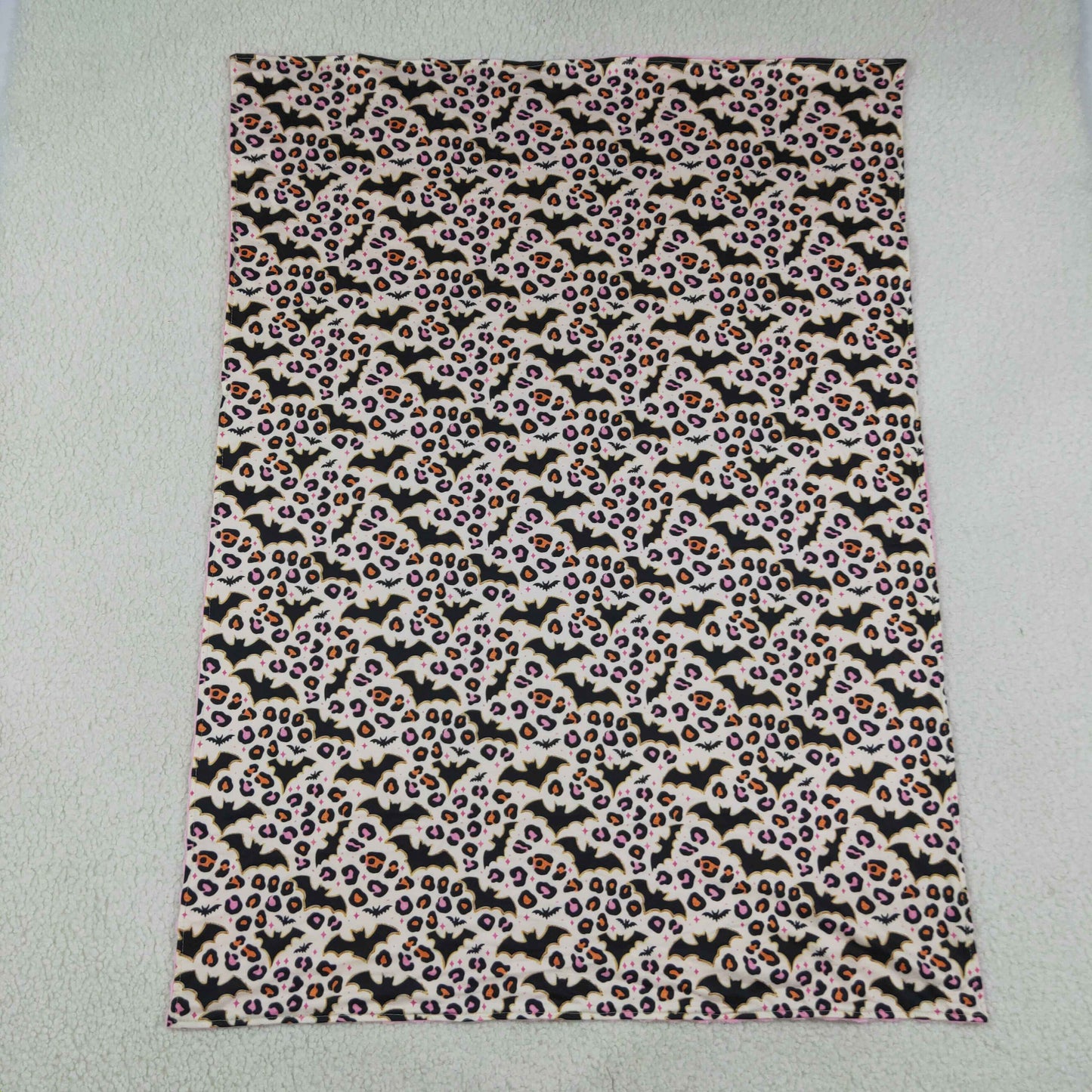 NEW RTS NO MOQ Blankets BL0254 Baby Girls Leopard Bats Print Halloween Blankets