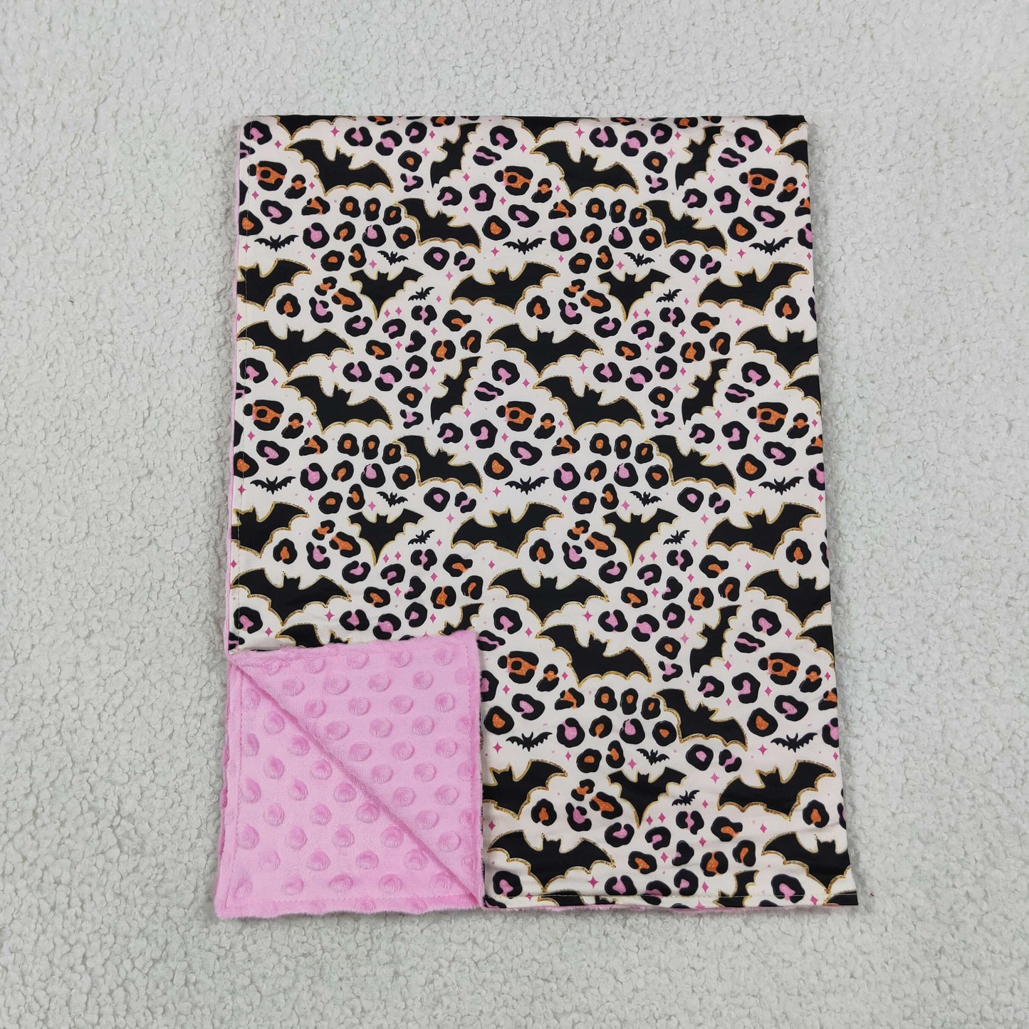 NEW RTS NO MOQ Blankets BL0254 Baby Girls Leopard Bats Print Halloween Blankets