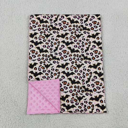 NEW RTS NO MOQ Blankets BL0254 Baby Girls Leopard Bats Print Halloween Blankets