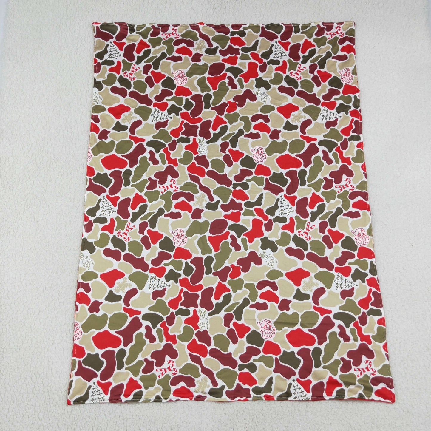 NEW RTS NO MOQ Blankets BL0257 Baby Deer Candy Cane Camo Christmas Print Blankets
