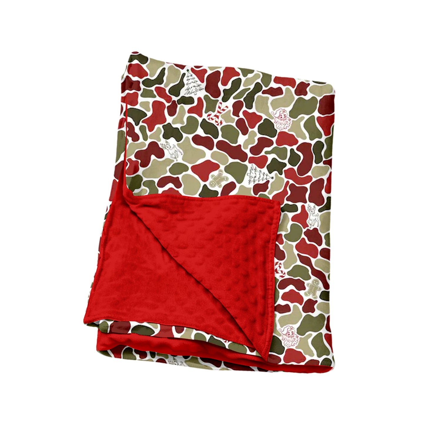 (Preorder new) No moq BL0257 Baby Boys Deer Candy Cane Camo Christmas Print Blankets