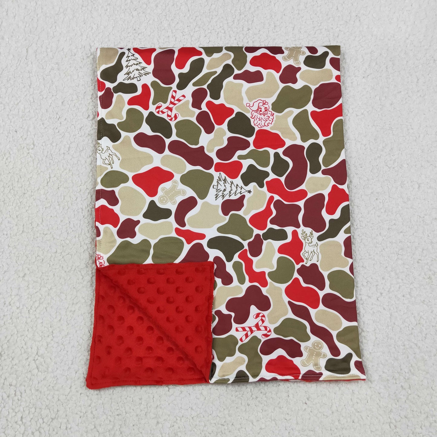 NEW RTS NO MOQ Blankets BL0257 Baby Deer Candy Cane Camo Christmas Print Blankets