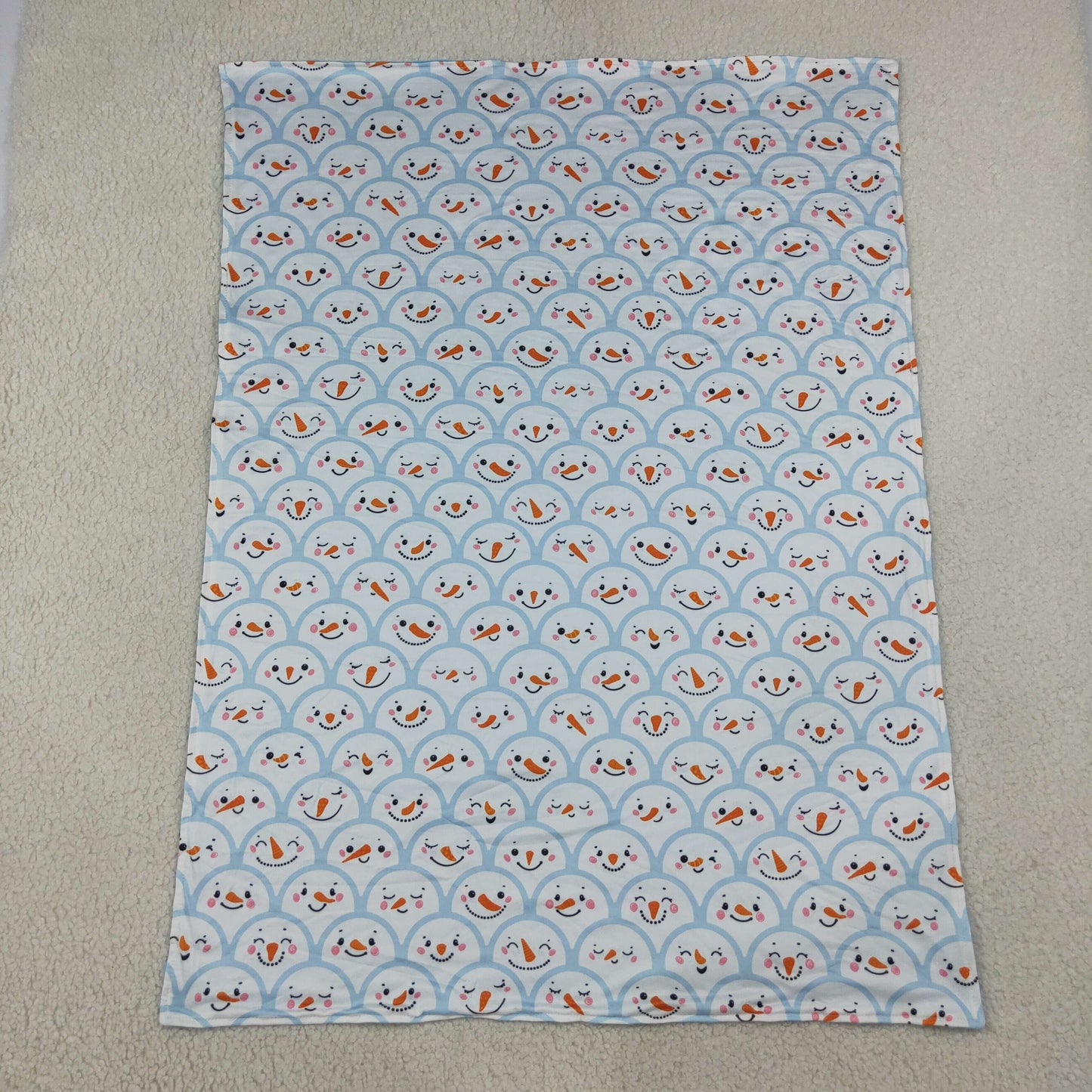 NEW RTS NO MOQ Blankets BL0267 Baby Kids Blue Snowmen Checked Christmas Blanket