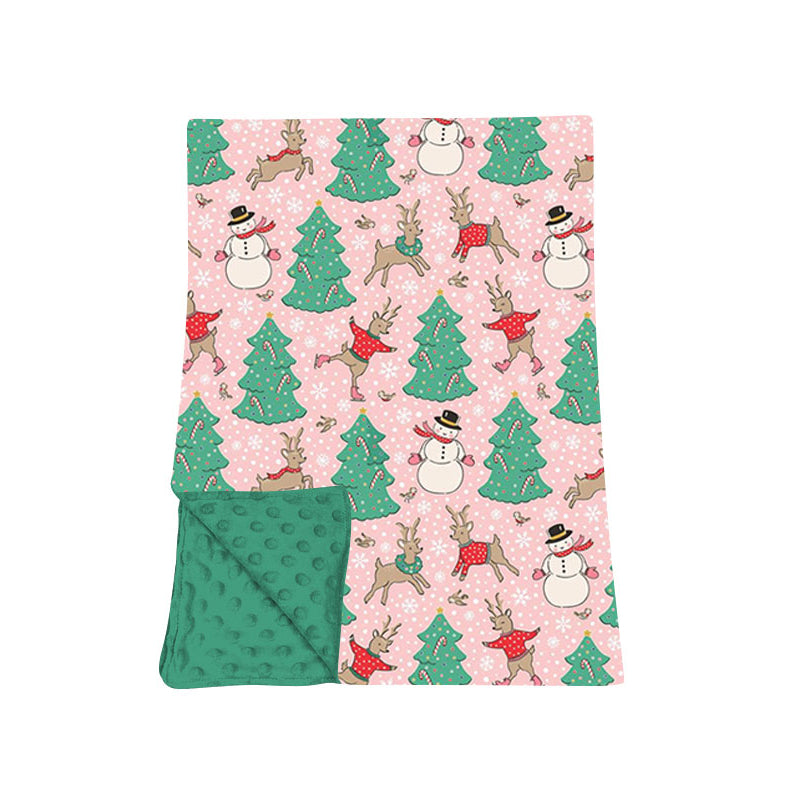 (Preorder new) No moq Baby Girls Boys Snowman Tree Deer Print Pocket Top Matching Pants Christmas Clothes Set Rompers Blankets