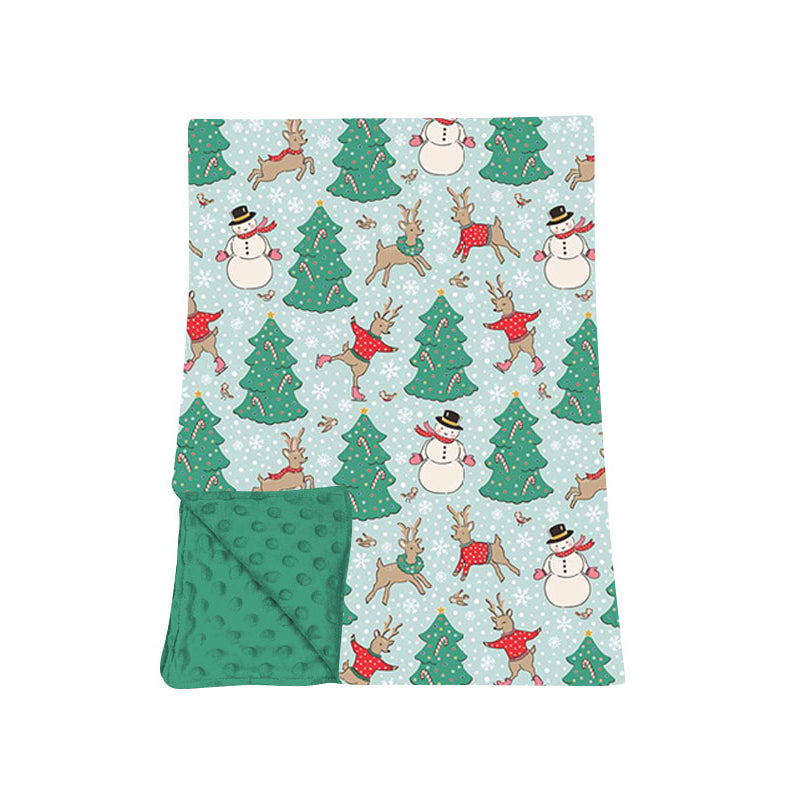 (Preorder new) No moq Baby Girls Boys Snowman Tree Deer Print Pocket Top Matching Pants Christmas Clothes Set Rompers Blankets