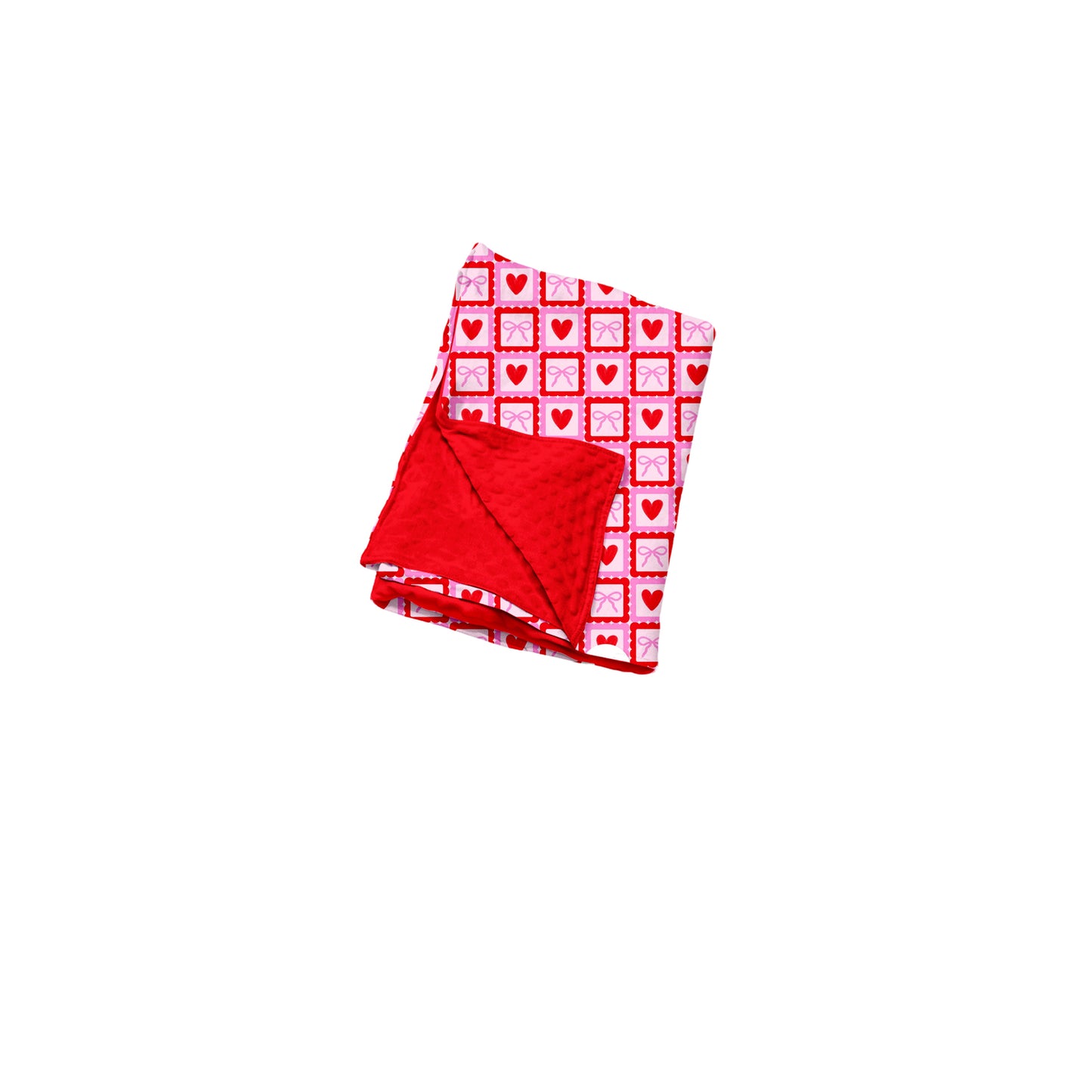 (Preorder new) No moq Girls Pink Red Heart Bow Check Outfit Set dress Baby Blanket