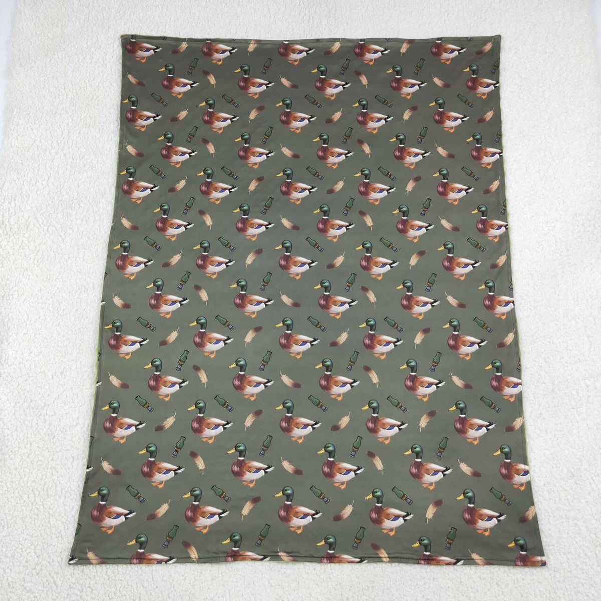 NEW RTS NO MOQ Blankets BL0287 Baby Kids Green Ducks Calls Hunting Blanket