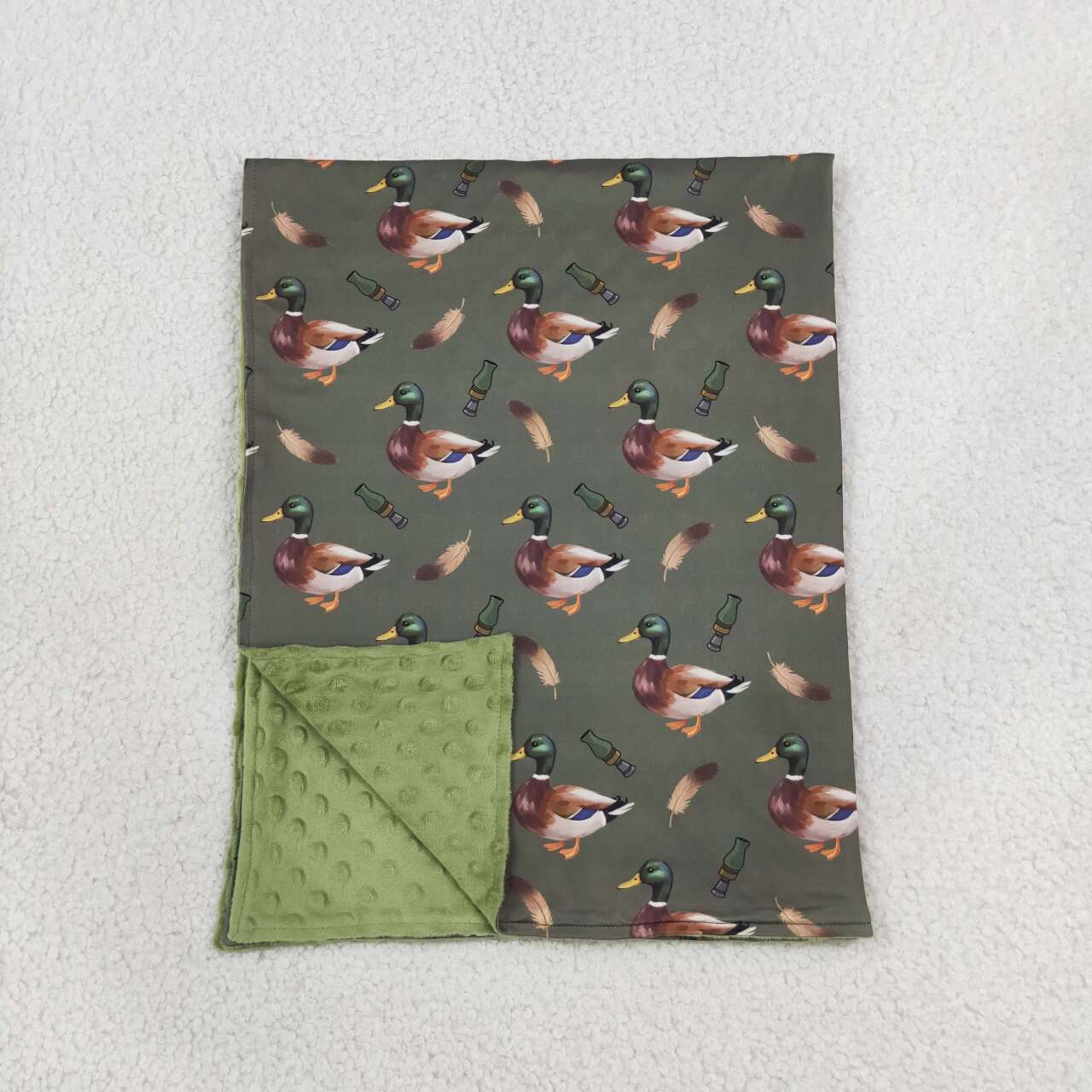 NEW RTS NO MOQ Blankets BL0287 Baby Kids Green Ducks Calls Hunting Blanket