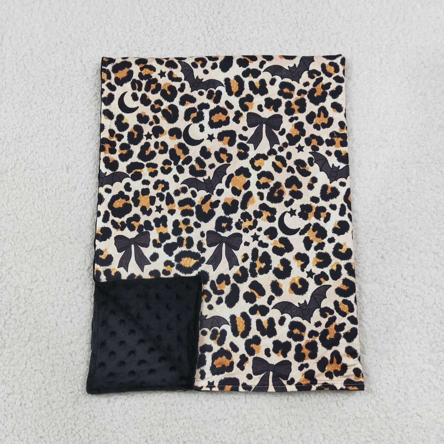 NEW RTS NO MOQ Blankets BL0290 Baby Kids Black Bows Bats Leopard Halloween Blankets