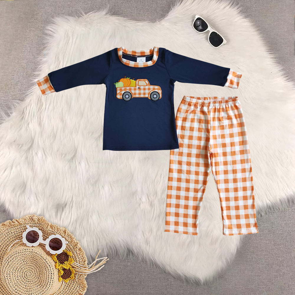 RTS Sibling baby girls clothes halloween embroidery long Sleeve pants sets