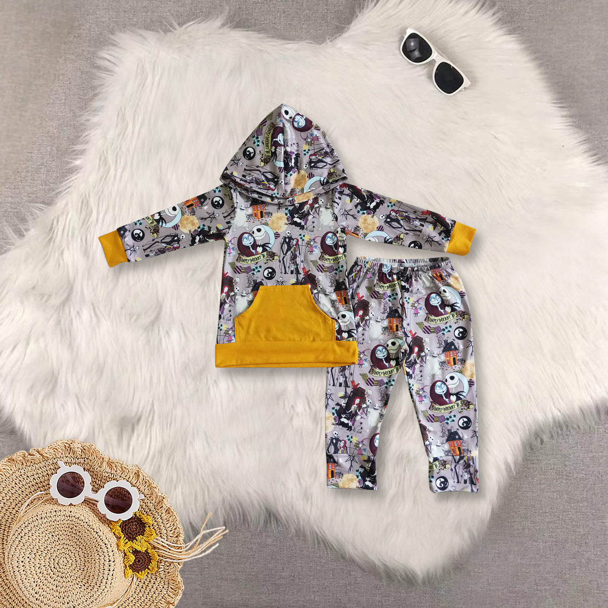 RTS NO MOQ Sibling baby boy clothes hooded long-sleeved trousers sets