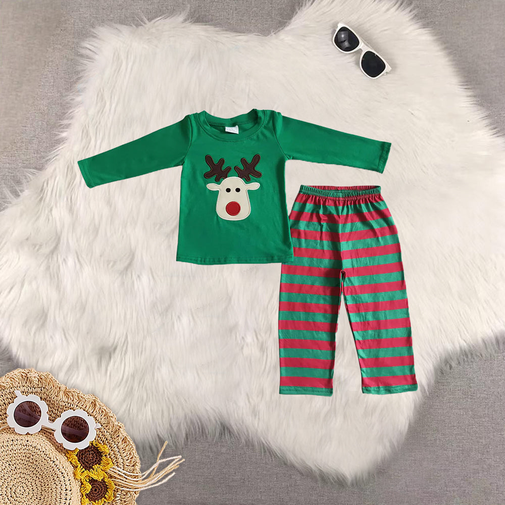 RTS NO MOQ Sibling baby girls clothes embroidery Christmas long-sleeved trousers suit & dress and romper