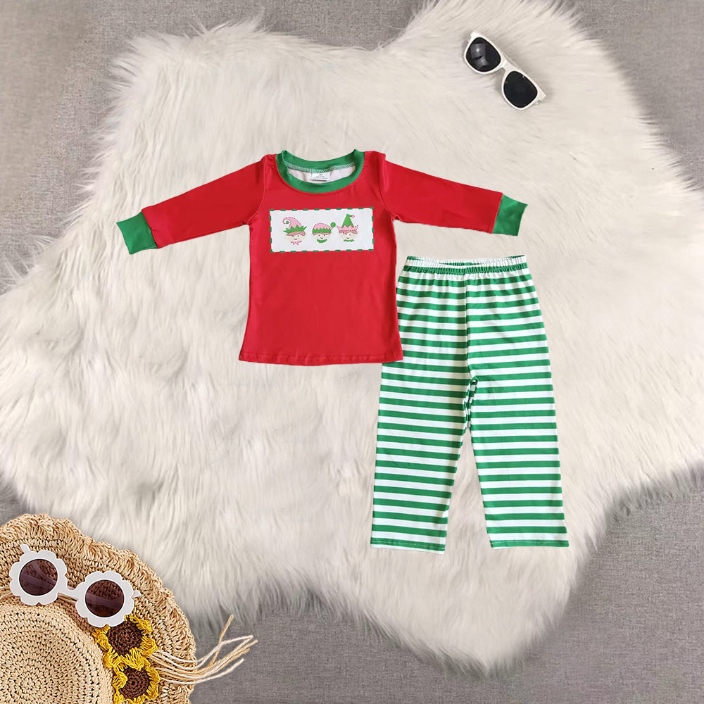 RTS NO MOQ Sibling baby girls boys clothes Christmas long-sleeved trousers suit