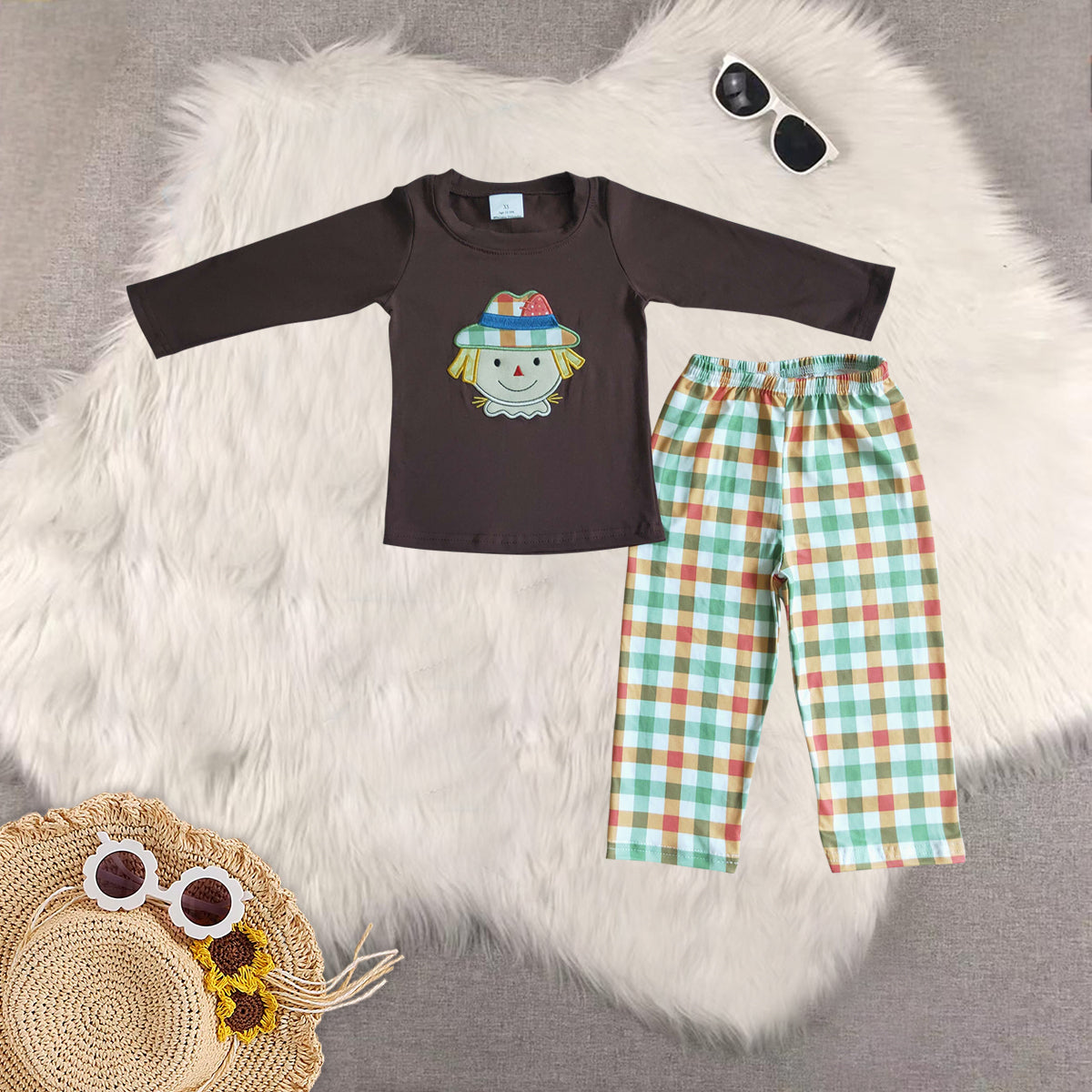 RTS NO MOQ Sibling Baby girls boy clothes embroidery long-sleeved trousers suit & romper