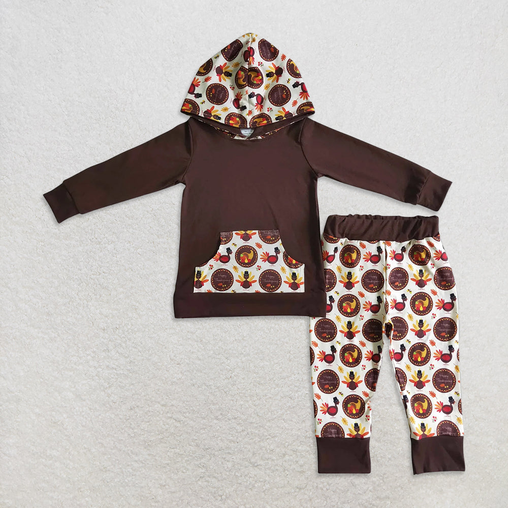 RTS Sibling baby boy clothes hooded long Sleeve pants sets