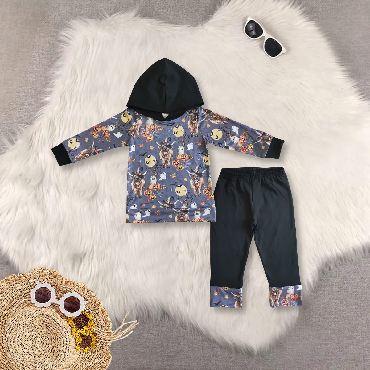 RTS NO MOQ Sibling baby boy clothes hooded long-sleeved trousers sets