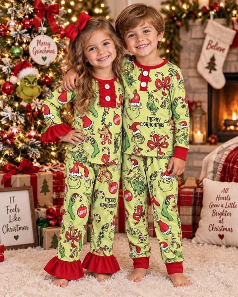 RTS NO MOQ Sibling baby girls boys clothes Christmas long-sleeved trousers suit
