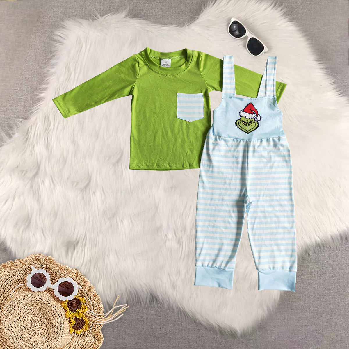 RTS NO MOQ Sibling Baby Girls boy Christmas Long Sleeve Pants Set