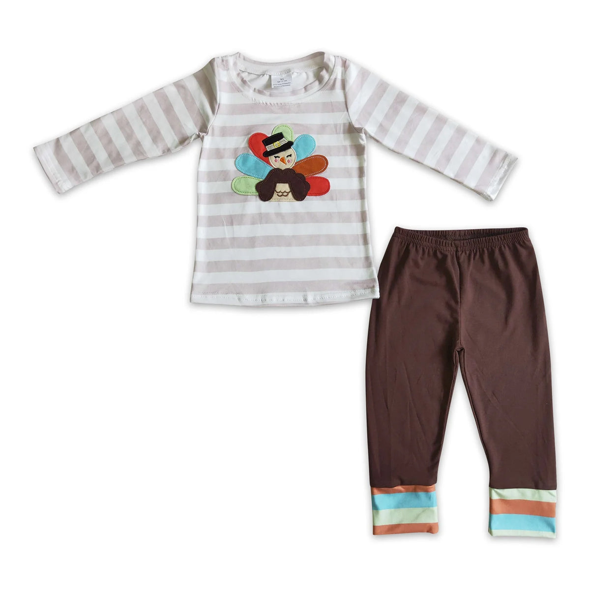 RTS NO MOQ Sibling baby girls boys clothes embroidery turkey long-sleeved trousers suits