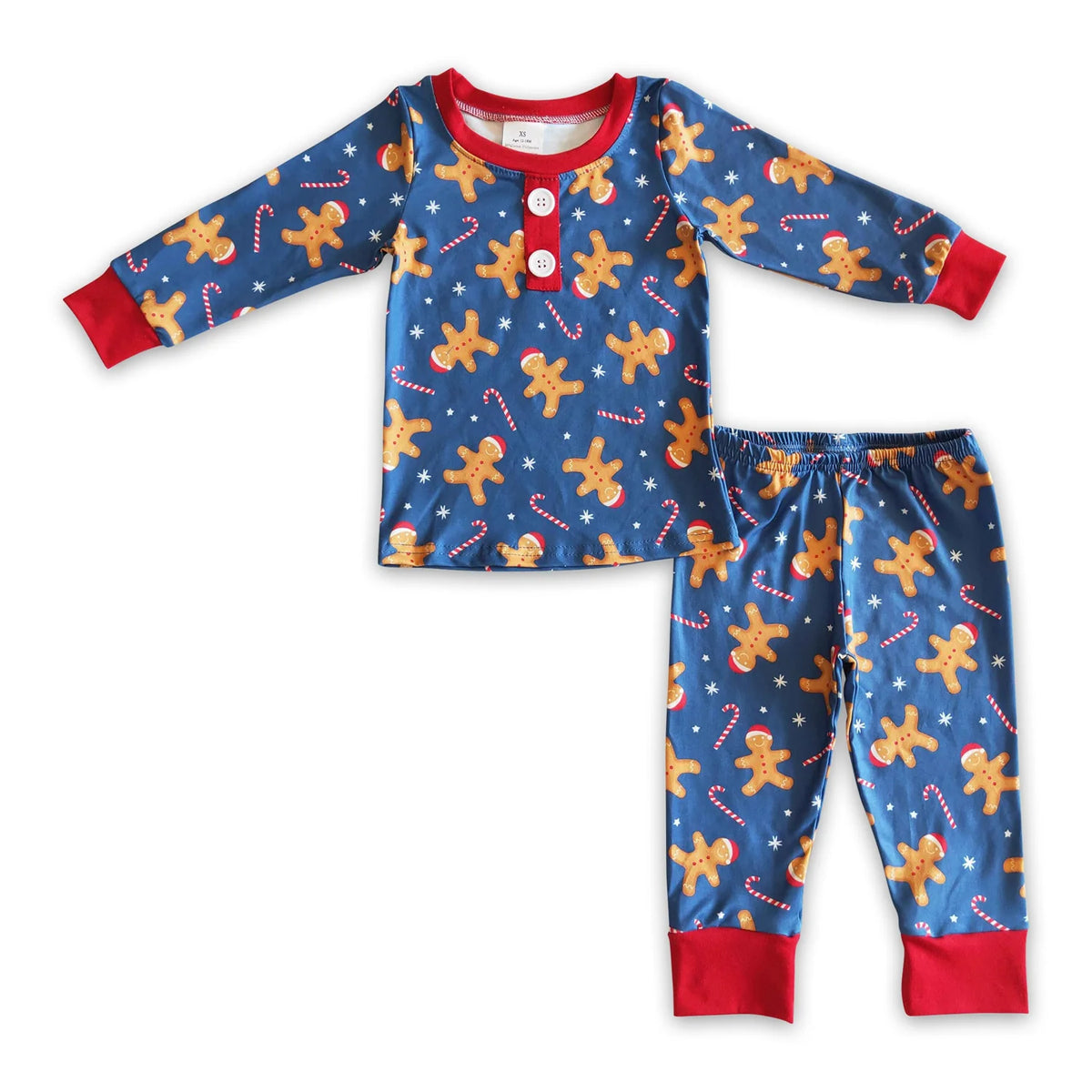RTS NO MOQ Sibling baby girl boys clothes Christmas Cookie Bear Long Sleeve Long Pants Pajama Sets
