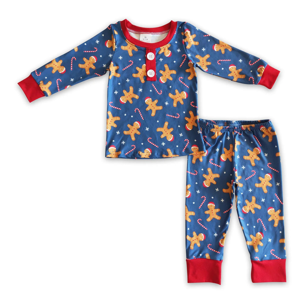 RTS NO MOQ Sibling milk silk Baby Boys Cute Christmas Striped Santa Print Top Pants Holiday Pajamas Sets